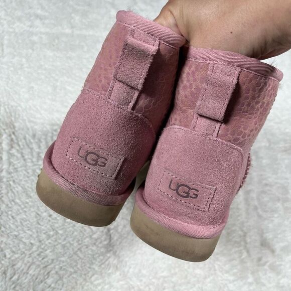 UGG Classic Ankle Boots Mini Sparkle Spots Dusty Orchid Suede Sheepskin - Picture 3 of 5
